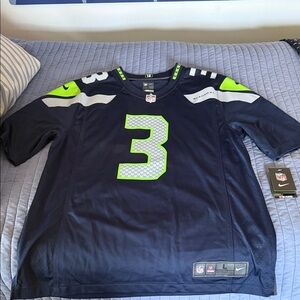 Seattle Seahawks Nike Men's Navy and Neon Green Jersey NWT